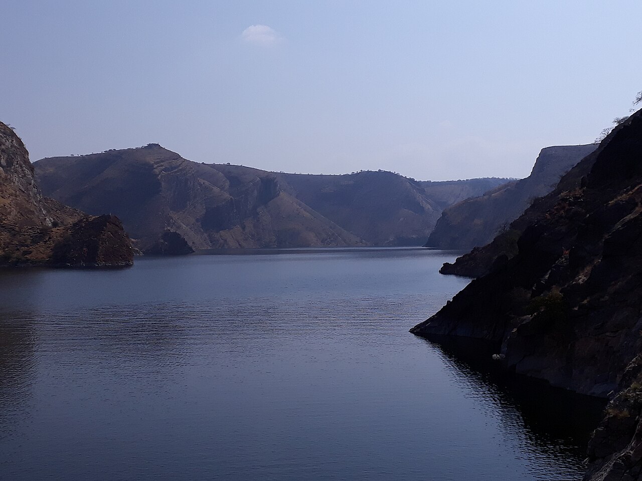 The Tekeze hydropower reservoir between steep canyon walls